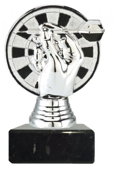 Dart Pokal mit Dartscheibe Liferbar in Silber