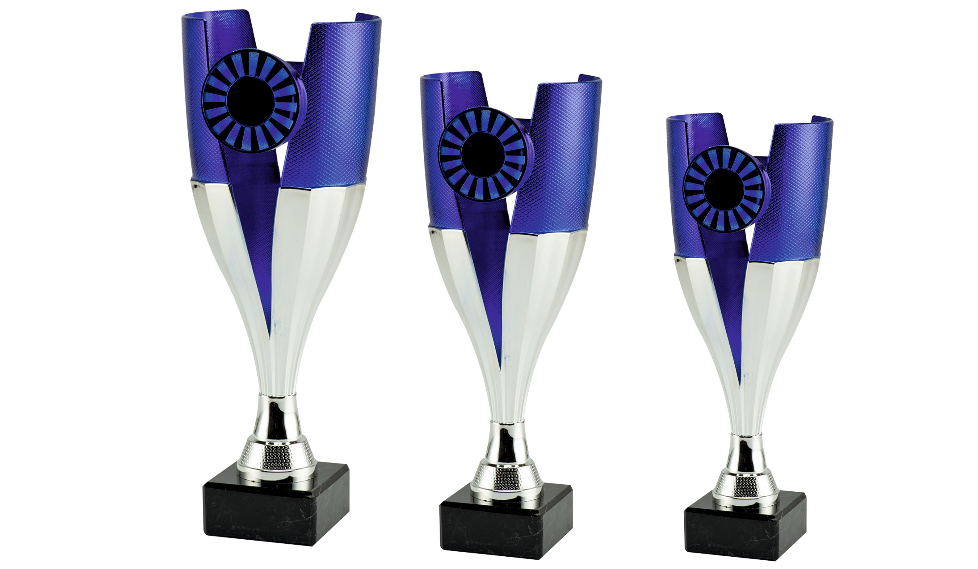 Kunststoff Pokal ET467 Silber/Blau Lieferbar in 3 Größen