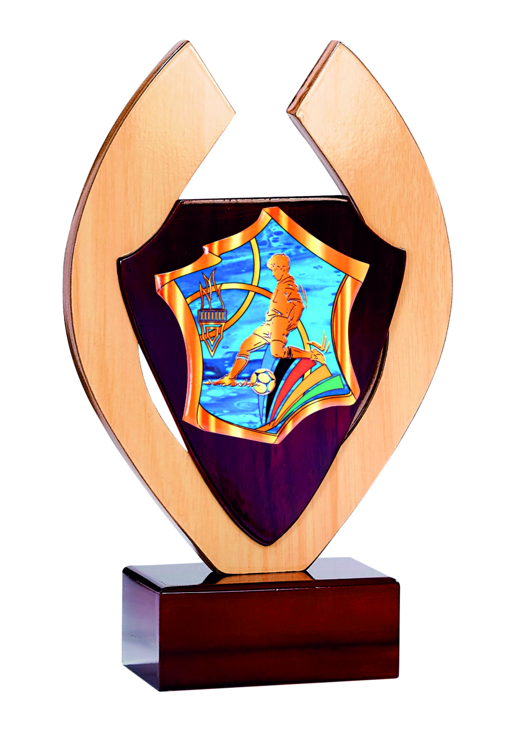 Holz Trophäen Motiv Fußball Höhe 25cm