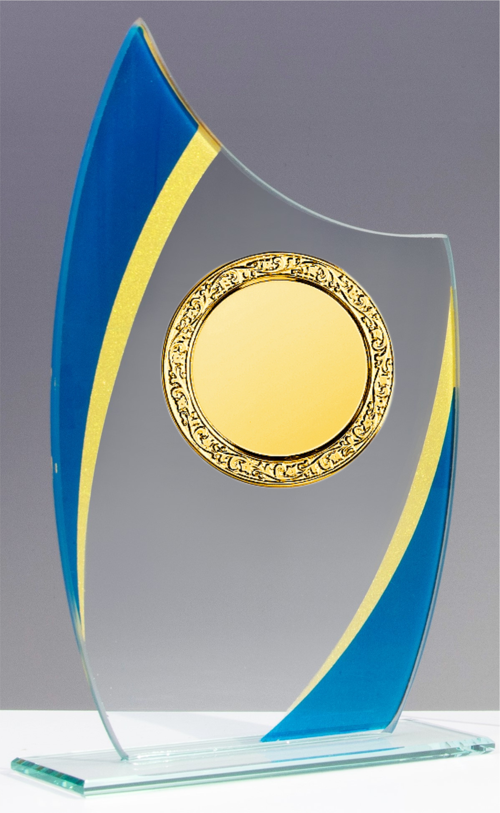 Glaspokal mit Blau und Goldenen Akzenten in 3 Größen Lieferbar