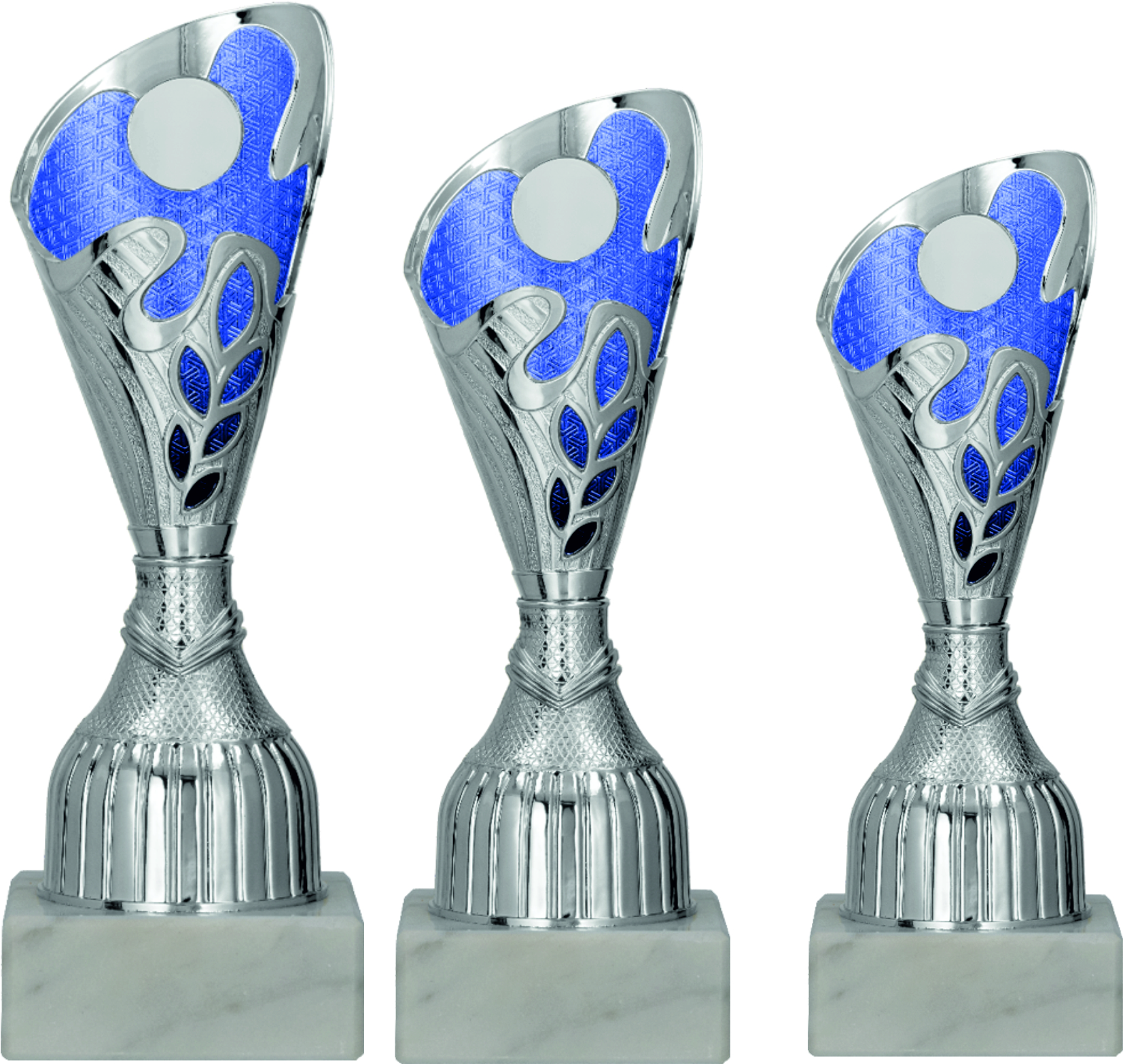 Kunststoff Pokal 9316 Silber/Blau in 3 Größen Lieferbar