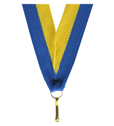 Medaillenband V2 Blau/Gelb Lieferbar in Breite 22mm u. 11mm