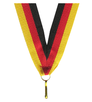 Medaillenband V2 in schwarz/rot/gold Lieferbar in Breite 22mm u. 11mm
