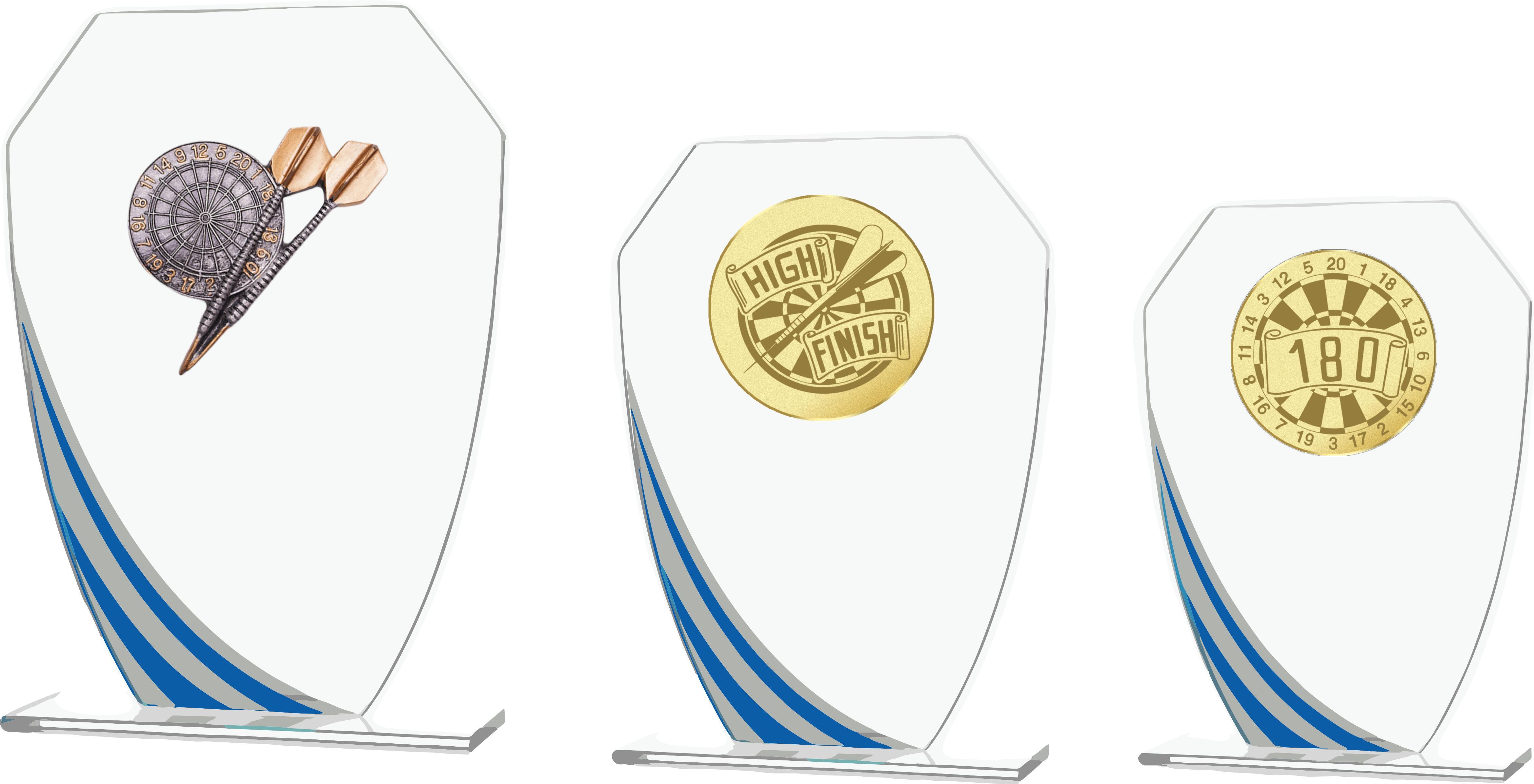 Glaspokal mit blauen Akzenten in 3 Größen Lieferbar