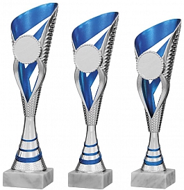 Kunststoff Pokal 41650 Silber / Blau in 3 Größen Lieferbar